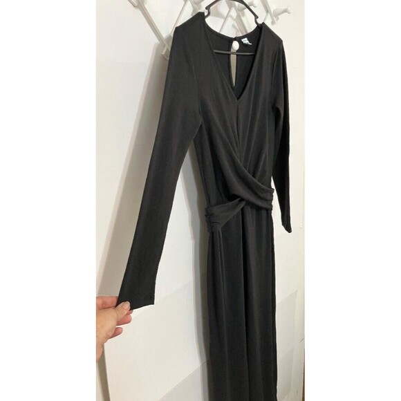 Old Navy Woman's Black Jumpsuit/Jumper Elegant  Faux Wrap Wide Leg Size Small - Picture 3 of 15
